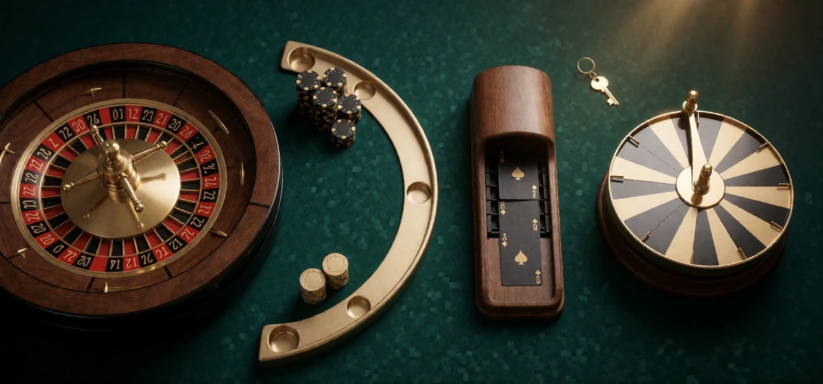 Roulettekessel, Blackjack-Tisch, Baccarat-Kartenschlitten und Money Wheel als Formate im Live Casino Deutschland